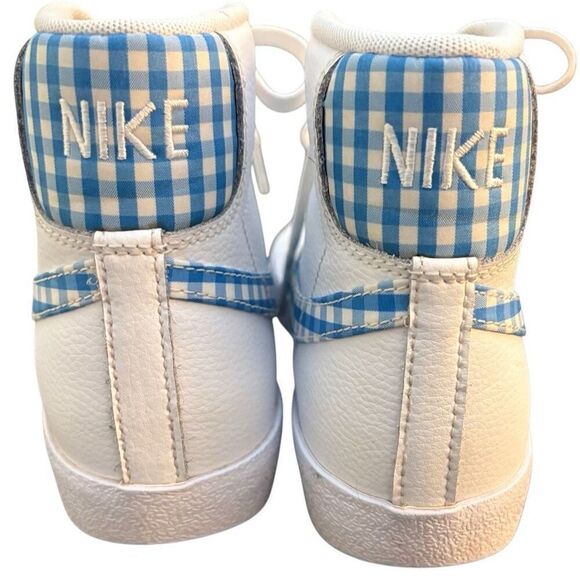 7.5L-NIKE Blazer Mid GS Trainers '77 University Blue Gingham Carolina Blue UNC F - Picture 6 of 11